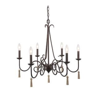LNC 5-Light Chandelier French Country Shabby Chic Adjustabl Brown Rust Metal NEW
